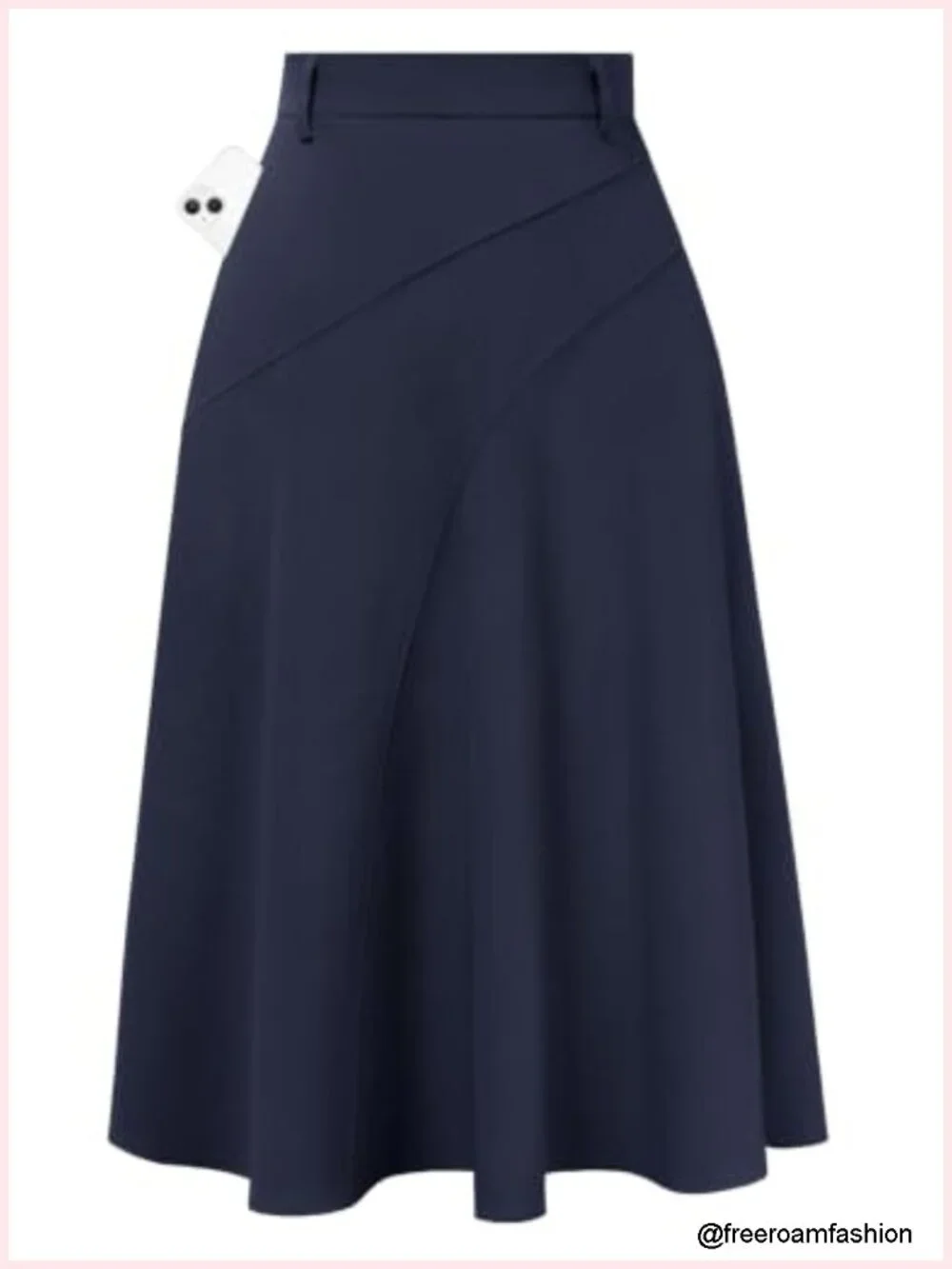 Women's A-Line Midi Skirt with Pockets High Waist Flowy Business Casual